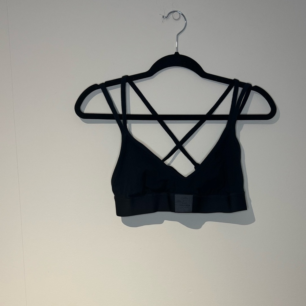 Aerie Strappy Voop "Lets' Get Lost Together" Bralette - Size Large in Black